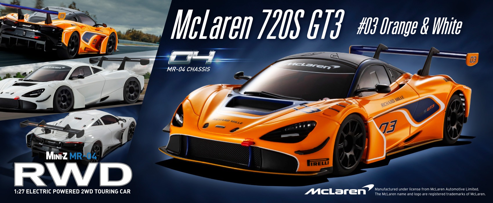 新規金型ボディ!! 最新MR-04シャシーのマクラーレン720S GT3 MINI-Z RWD MR-04 readyset マクラーレン720S GT3 #03